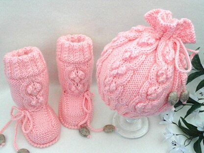 Baby Shoes Baby Hat Knitting Pattern Baby Set Bobbles