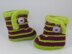 Baby Fur Trim Stripe Booties (Bootees)