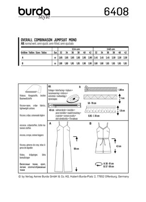 Burda Style Misses Jumpsuit in Various Lengths B6408 - Paper Pattern, Size 6-16