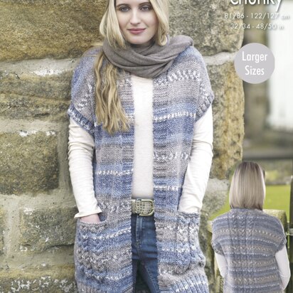 Ladies Waistcoats in King Cole Drifter Chunky - 4607 - Downloadable PDF - knitting pattern