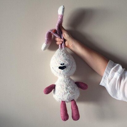 White rabbit with pink ears - knitting pattern