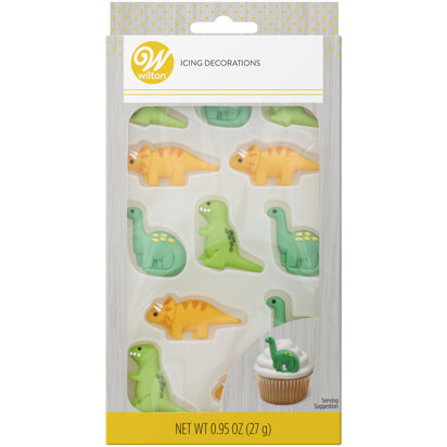 Wilton Green and Orange Dinosaur Royal Icing Decorations, 12-Count