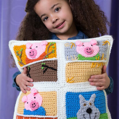 Three Little Pigs Pillow in Red Heart Super Saver Economy Solids - LW4682 - Downloadable PDF