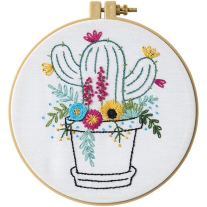 Bucilla Stamped Embroidery Kit - Cactus Bloom - 8.25in