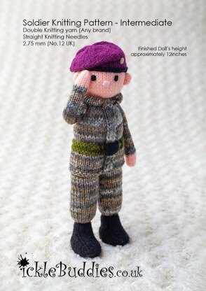 Knitted cheap army doll