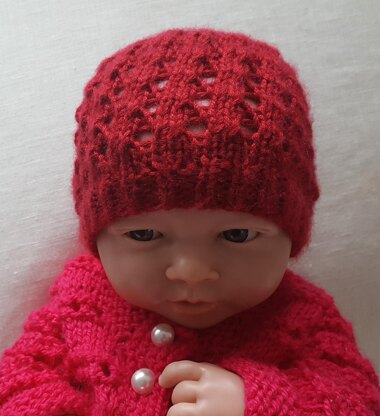 Lizzy - Prem and newborn slanting eyelet beanie