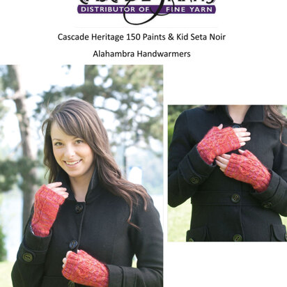 Alahambra Gloves in Cascade Heritage 150 Paints and Kid Seta Noir - FW129