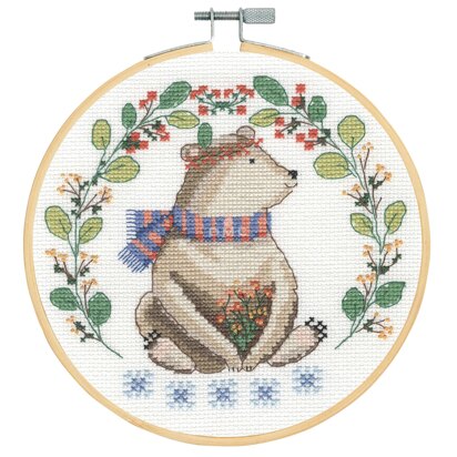 DMC Folk Bear Cross Stitch Kit - 18cm Diameter