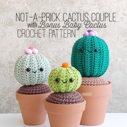 Not-A-Prick Cactus with Bonus BB Cactus Crochet Pattern