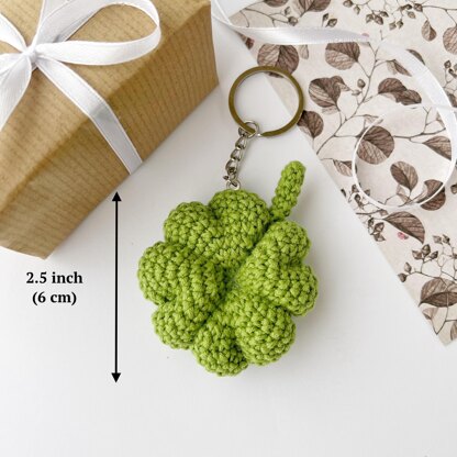 Clover crochet keychain amigurumi pattern Crochet bag charm pattern Crochet car mirror hanging