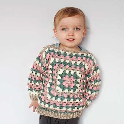 Kids Scrapbusting Granny Square Jumper