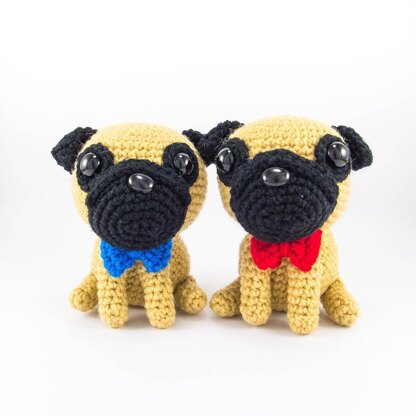 Pug With Red Bowtie Amigurumi