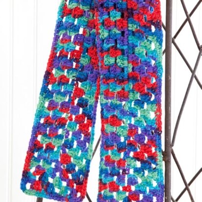 One Warm Coat¬ Crocheted Scarf in Red Heart Super Saver Economy Prints - LW2780