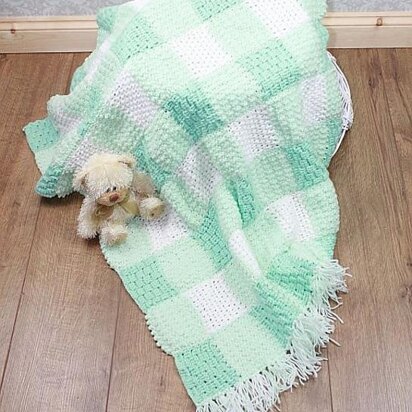 Gingham Afghan Blanket Crochet Pattern #173