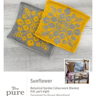 Bo Peep Pure Botanical Garden Blanket KAL - Sunflower in West Yorkshire Spinners - WYSKAL08S - Downloadable PDF