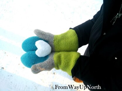 Felted North Star Mittens