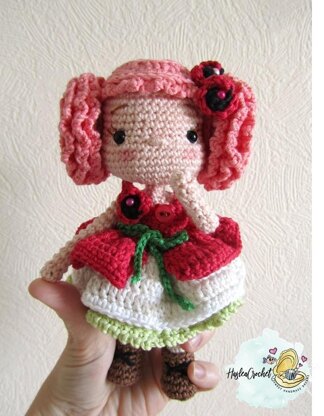 Doll crochet pattern tutorial "Shepherdess"