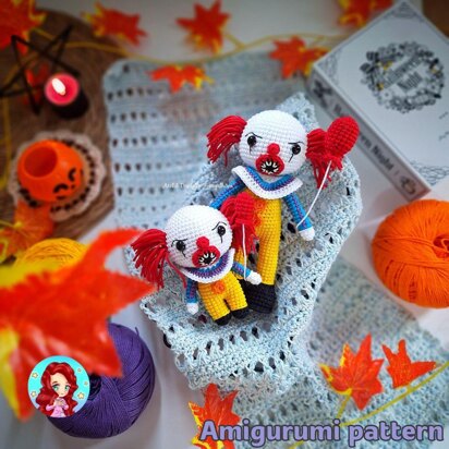 Pennywise amigurumi pattern (big and chibi version)