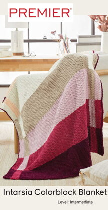 Intarsia Colorblock Blanket in Premier Yarns Parfait Chunky - Downloadable PDF