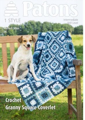 Crochet Granny Square Coverlet in Washed Cotton DK - 3991