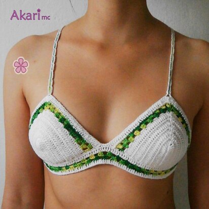 Two colors triangle bikini top, cross back _ M31