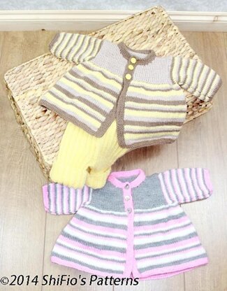 288- Stripey Jacket & Shorts Set Knitting Pattern #288
