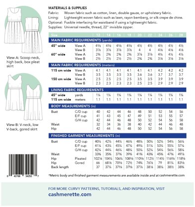 Cashmerette Upton Dress 1101 - Paper Pattern Size 12 - 28