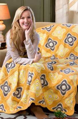 Rise & Shine Afghan/Throw in Red Heart With Love Solids - LW3718