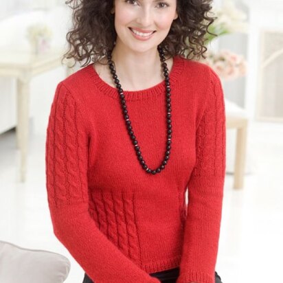 Chic Cable Sweater in Red Heart Shimmer Solids - WR2145
