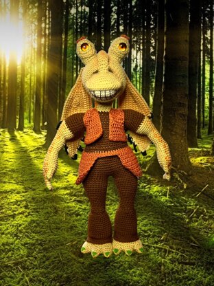 Jar Jar crochet pattern, Baby Alien crochet pattern, Crochet toy pattern (English, Deutsch, Français)