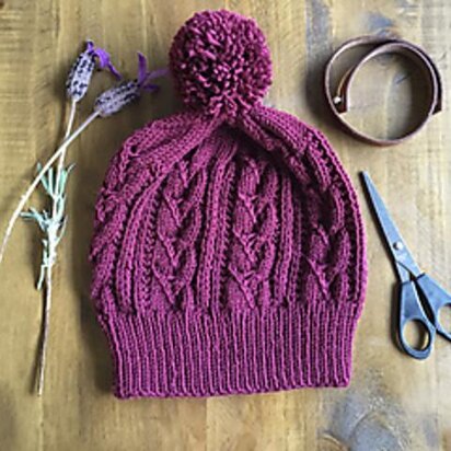 Twisted Lace Cabled Hat - knitting pattern