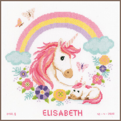 Vervaco Mother & Baby Unicorn Cross Stitch Kit - 28cm x 28cm