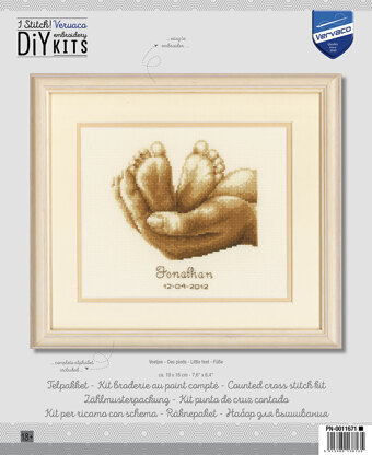 Vervaco Tiny Feet Birth Sampler Cross Stitch Kit - 19cm x 16cm