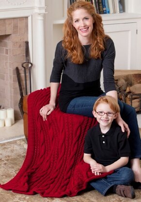 Cabled Comfort Throw in Red Heart Soft Solids - LW3013