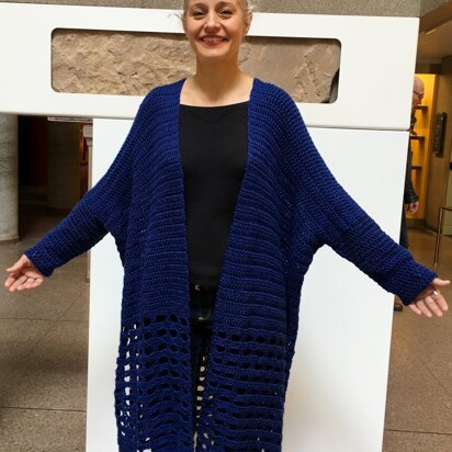 Crochet Cardigan Pattern: Blue Ripples Sweater