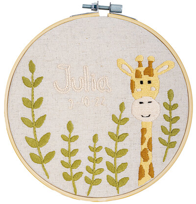 Vervaco Embroidery Kit With Ring Baby Giraffe Embroidery Kit - 16cm x 16cm (6.4in x 6.4in)