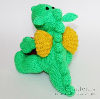 Denny Dragon Knitting Pattern, Knitted Dragon, Dinosaur Knitting Pattern