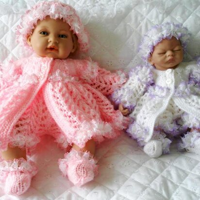 Knitting Pattern, 10&15 inch Dolls clothes, Matinee Coat, leggings, Hat and Shoes