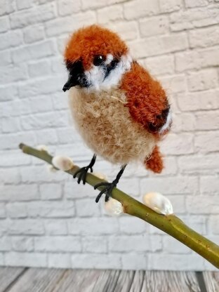 Realistic Passer Montaus, Passeridae bird, Sparrow Amigurumi