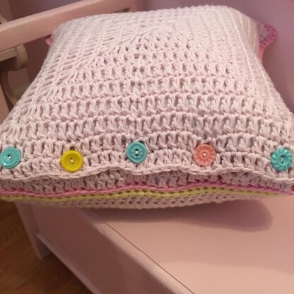 One Big Granny Square Pillow Using Blue Sky Fibers Organic Cotton Worsted