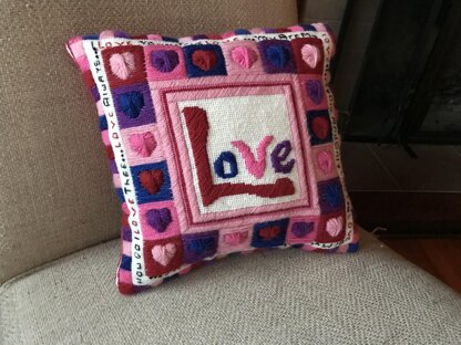 Love Needlepoint or Cross Stitch Sampler Square