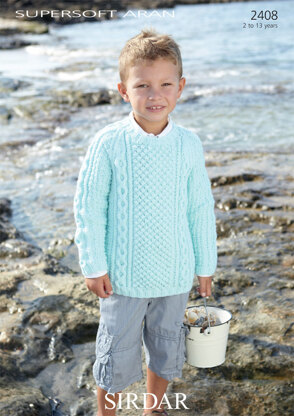 Boy's Sweater in Sirdar Supersoft Aran - 2408 - Downloadable PDF