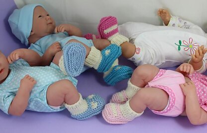 Premature Tiny and Newborn Baby Sock and Slipper Booties 4 designs