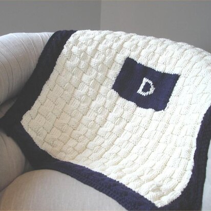 Basketweave Initial Baby Blanket - knitting pattern