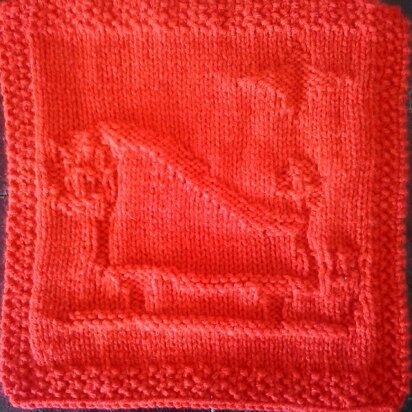 Santas Sleigh Knitted Dishcloth