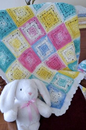 Pastel Shells Granny Square Baby Blanket