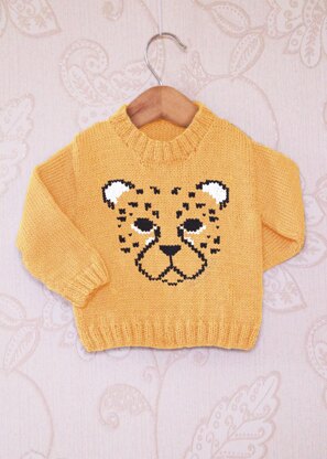 Intarsia - Cheetah Face Chart - Childrens Sweater
