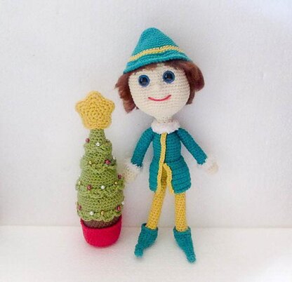 Elf Christmas Doll and Christmas Tree