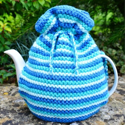 Ocean Blue 4 Cup Teapot Cosy Knitting Pattern