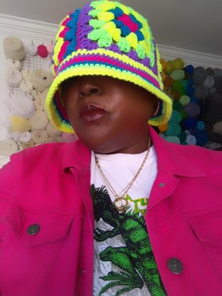Not Your Mammy or Granny Square Bucket Hat